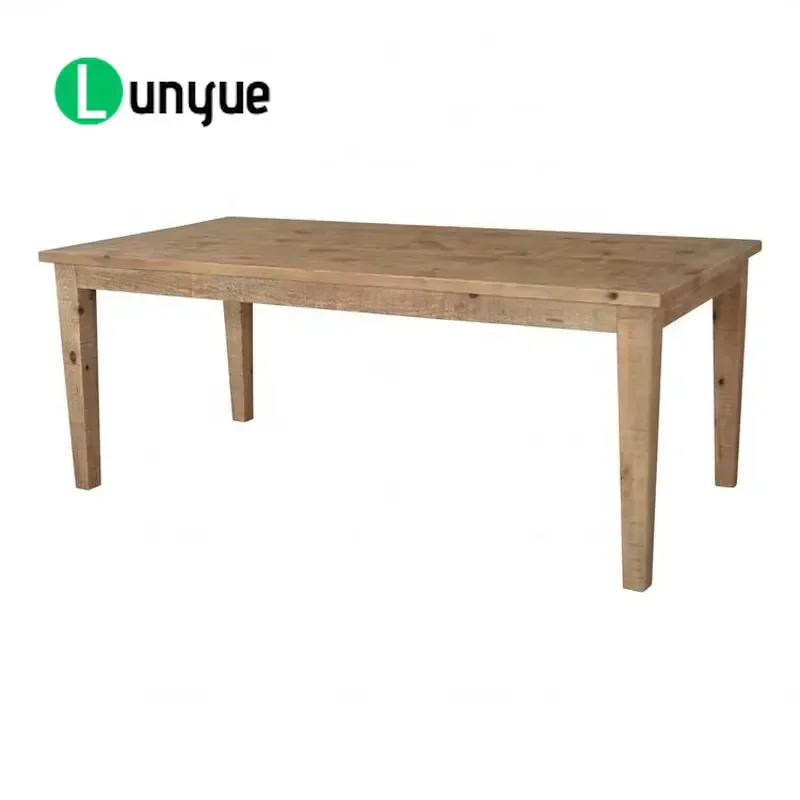 Rectangular Dining Table French Provincial Farmhouse Antique Retro Style Recycled Solid Wood Natural Finish for Home Kitchen