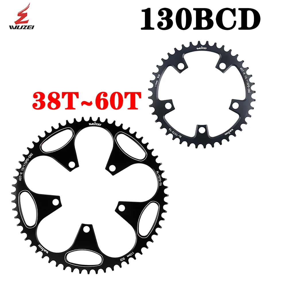 WUZEI 130 BCD Bicycle Chainring Narrow Wide Stars 38 40 42 44 46 48 50 52 54 56 58 60T 130BCD AL7075 Sprocket for Road Bike