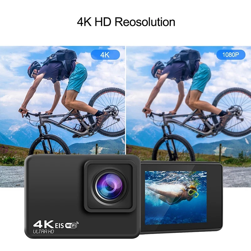Cámara de Acción 4K HD WIFI 60Fps 170 grados Wideangle EIS subacuática impermeable antivibración para casco Go Sports Pro Vlog