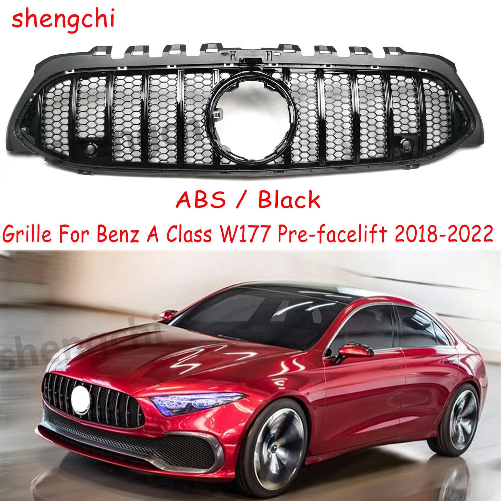 W177 V177 GT Honeycomb Black Front Bumper Grille for Mercedes Benz A class W177 Pre-facelift A180 A200 A250 A35 Grills 2018-2022