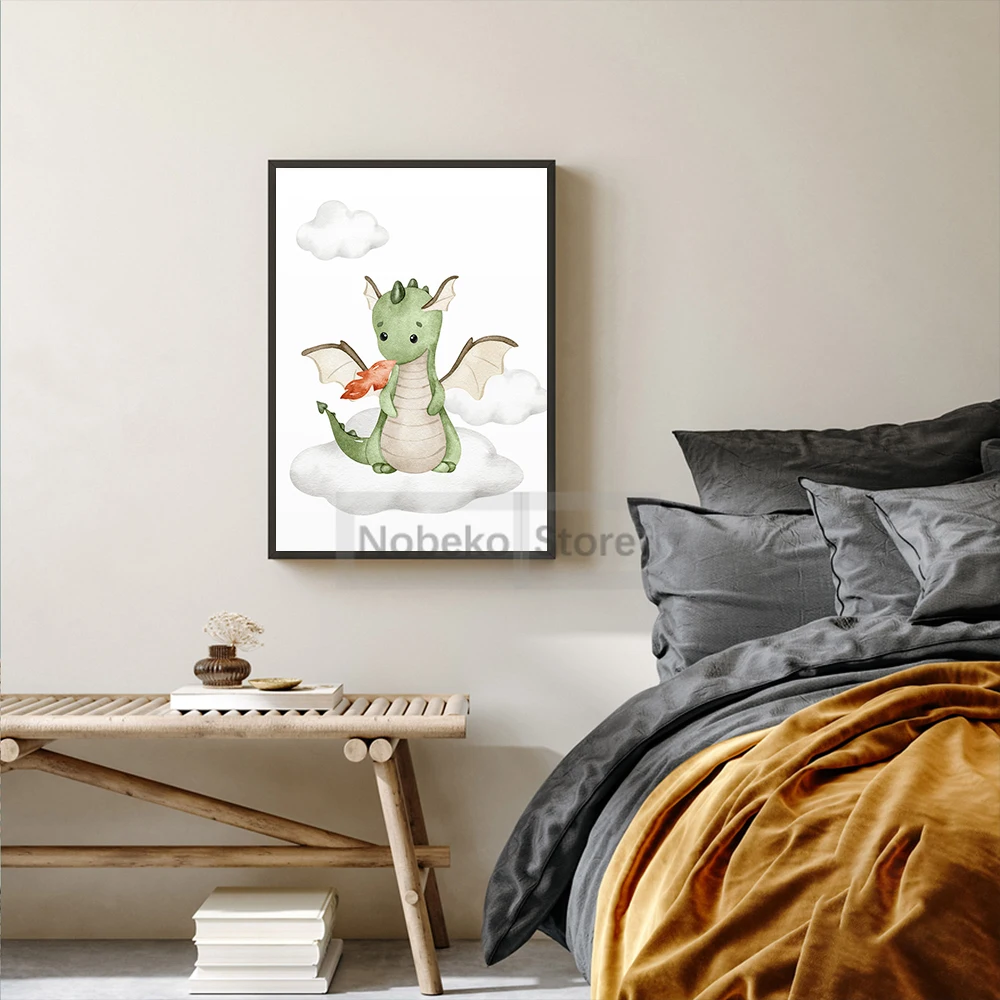 Baby Dragons Sleep Poster Nursery Mythical Creatures Dragons Prints Canvas Painting Wall Art Pictures Home Room Nursery Decor