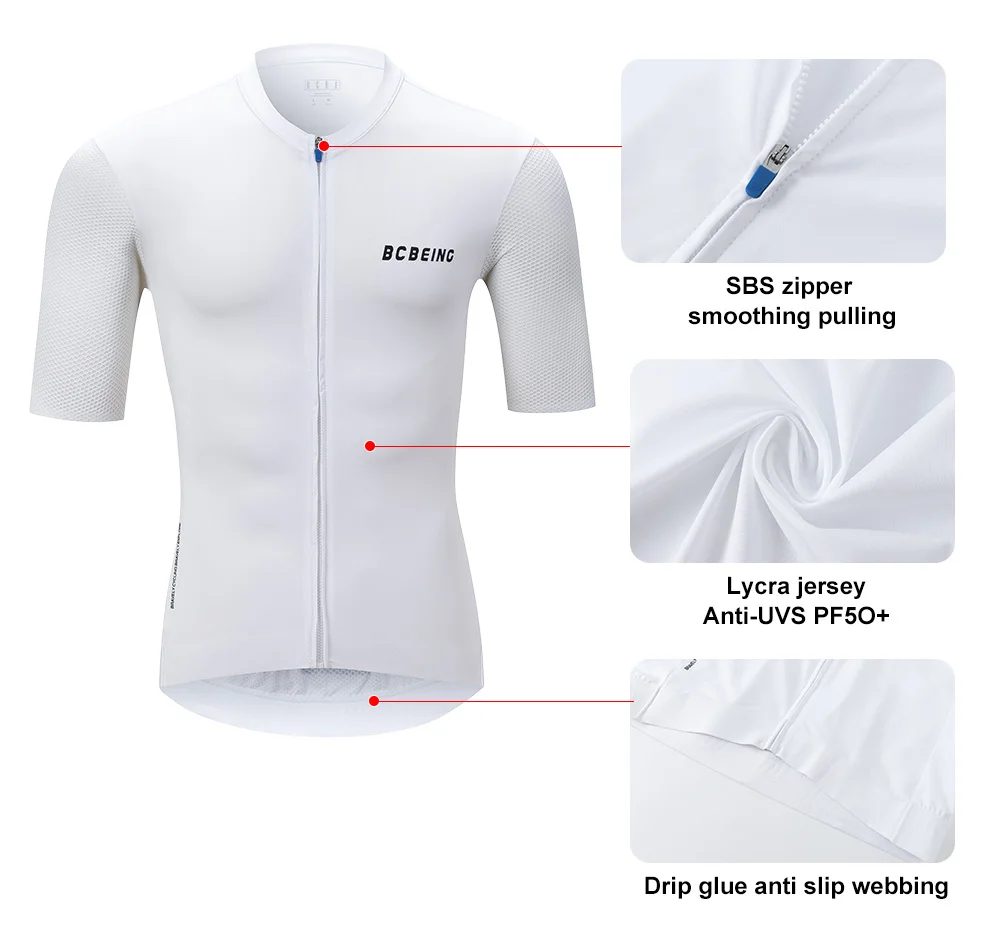 BCBE-ING Leichtes Radtrikot für Herren und Damen, atmungsaktives 3D-Netzgewebe, Fahrradtrikot mit kurzen Ärmeln, Radtrikot. – Detail 4