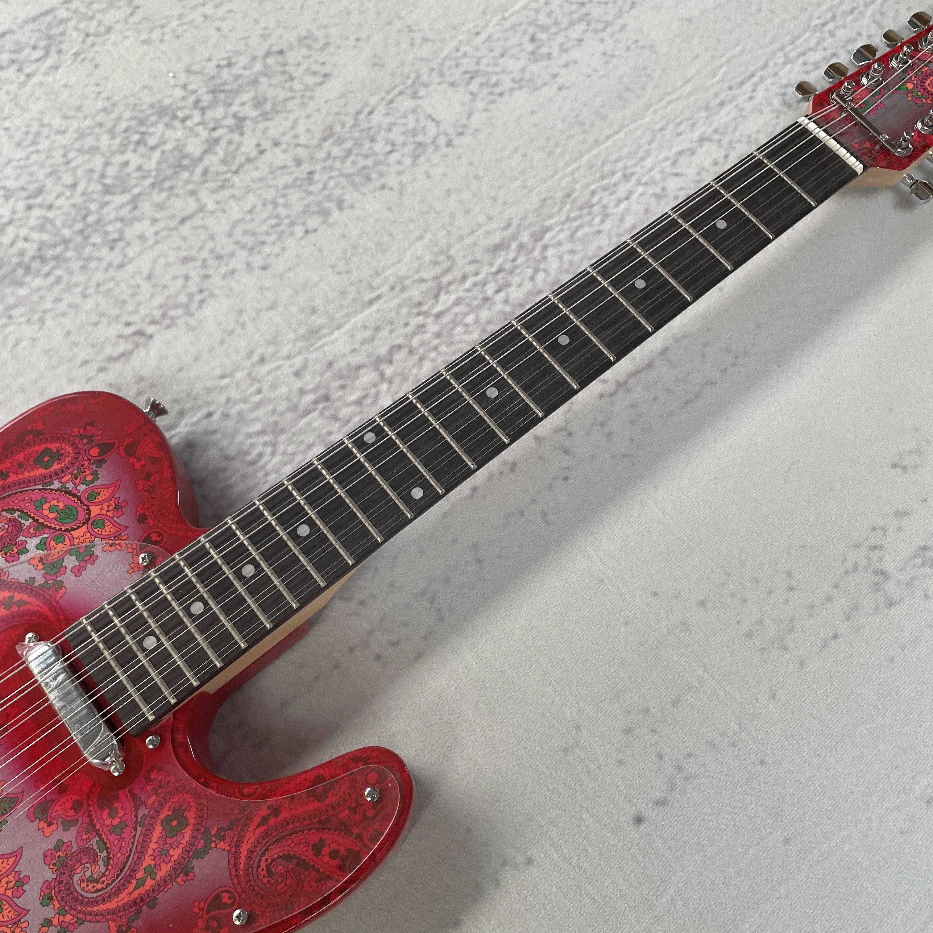 RED Paisely TL Electric Guitar Chrome Hardware 12 Strings SS Fast Ship