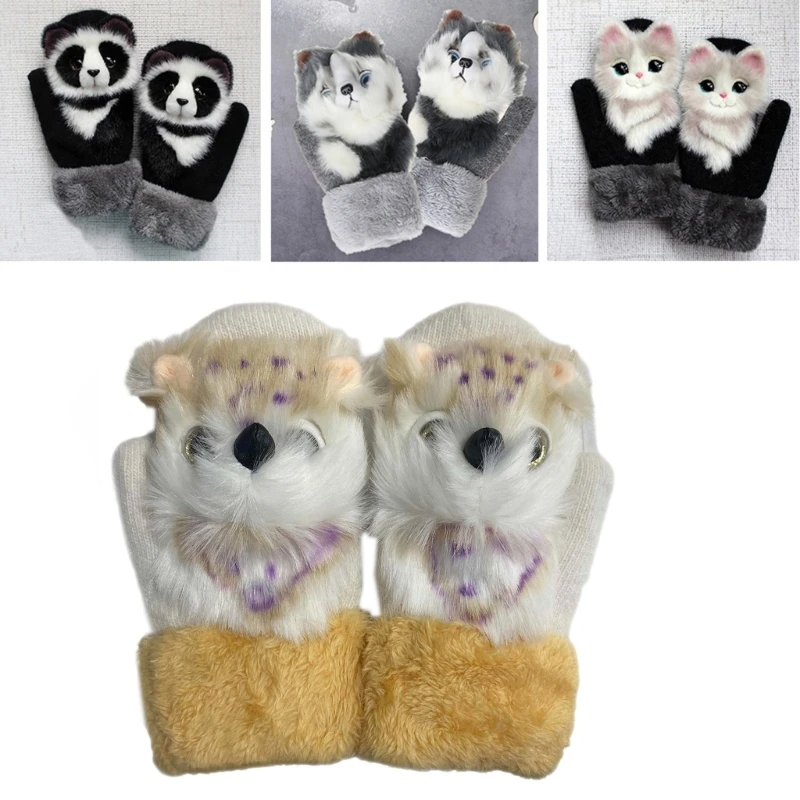 kid Gloves Animal Cute Children Gloves Cartoon Gloves Kids Plush Gloves Mitts Winter Cute Mittens Knit Gloves