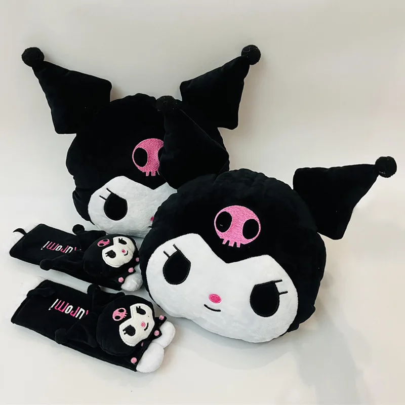 4PCS Kawaii Sanrio Kuromi Car Neck Pillow Head Restraint Auto Headrest Travel Pillow Neck Support Holder Car Accessories Decor