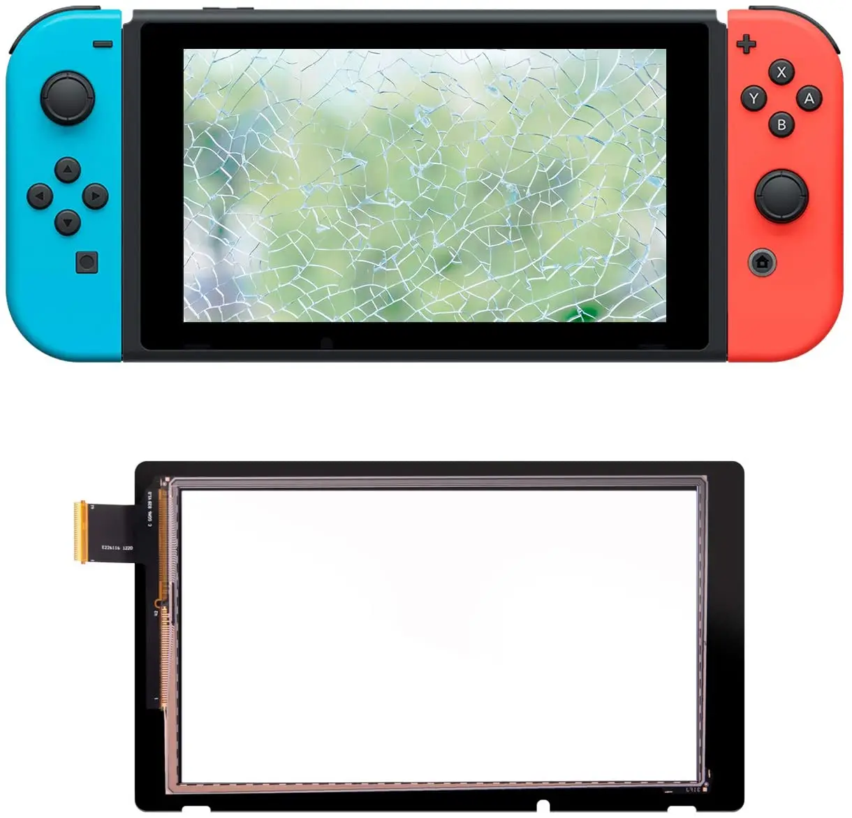 Bagian Pengganti Panel Kaca Digitizer Layar Sentuh untuk Sakelar NS dengan Penutup Belakang Casing Cangkang Perumahan Pengganti