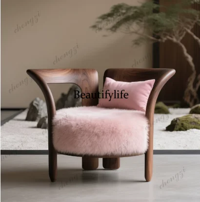 Medieval sofa Living room petal chair Solid wood single leisure chair Customized  aesthetic furniture single chair