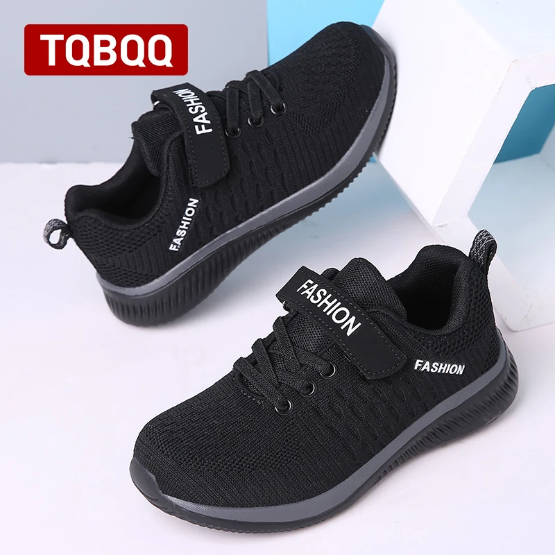 Kids Fashion Fabric Breathable Running Shoes Shock Absorption Wear Resistance Children\'s Outdoor School Flat Casual Sneaker