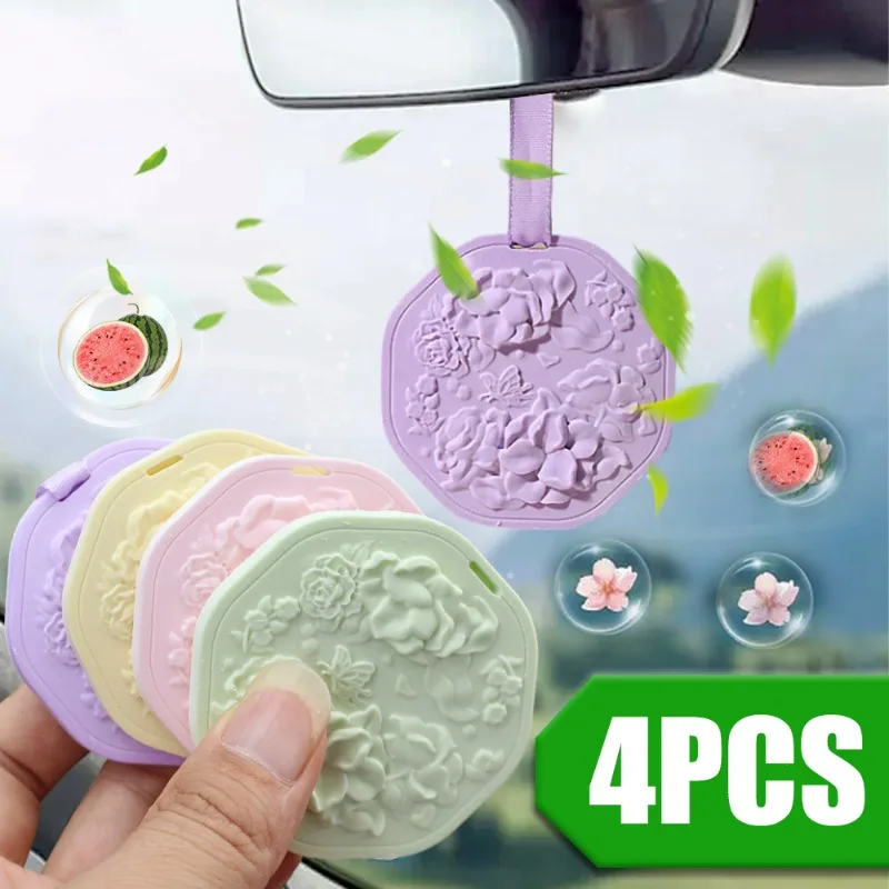 Car Aromatherapy Pendant Embossed Sheet Gypsum Fragrant Tablets Air Freshener Car Interior Odor Removing Decorative Accessories