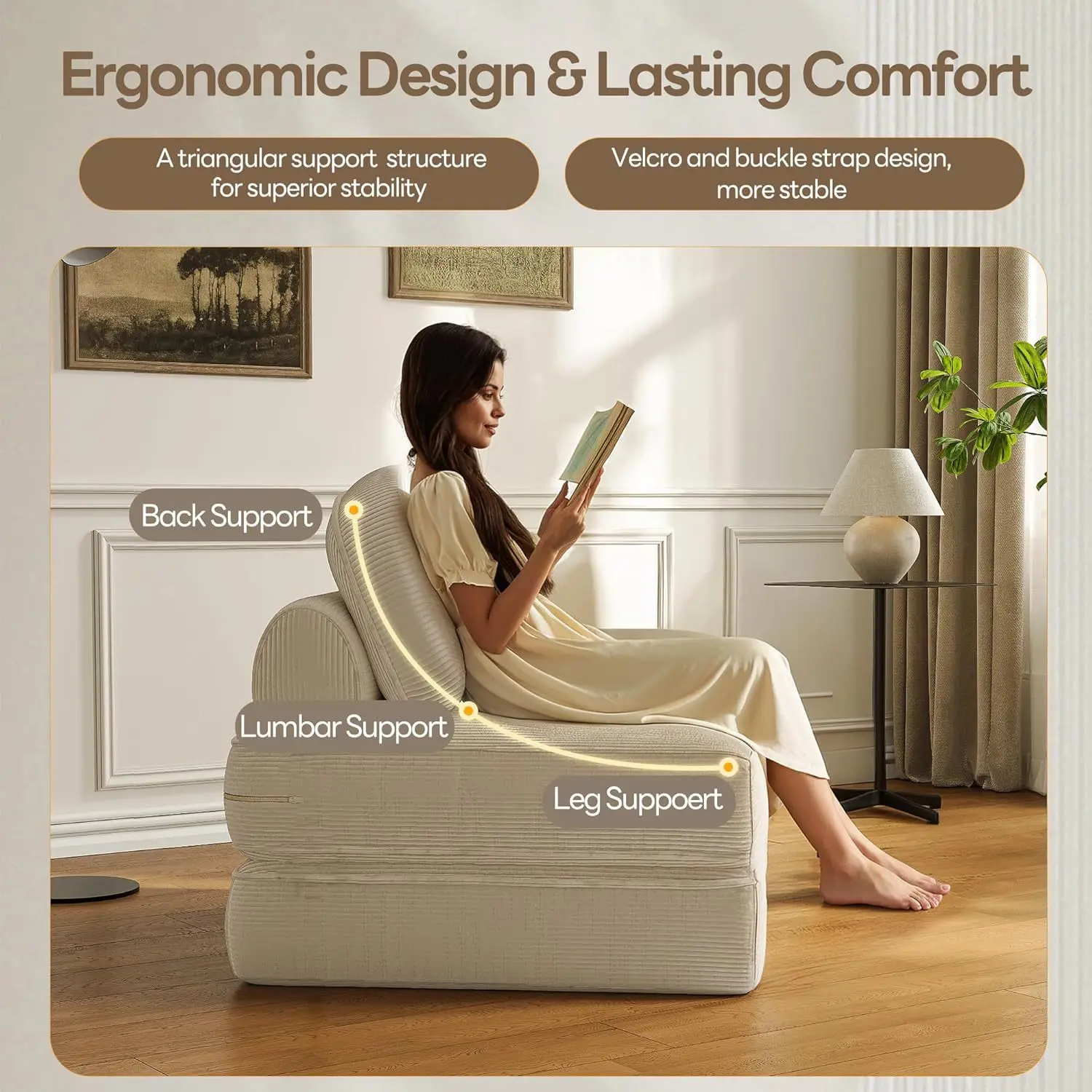 Folding sofa bed with pillow integrated matching design sitting and sleeping multi-functional sofa
