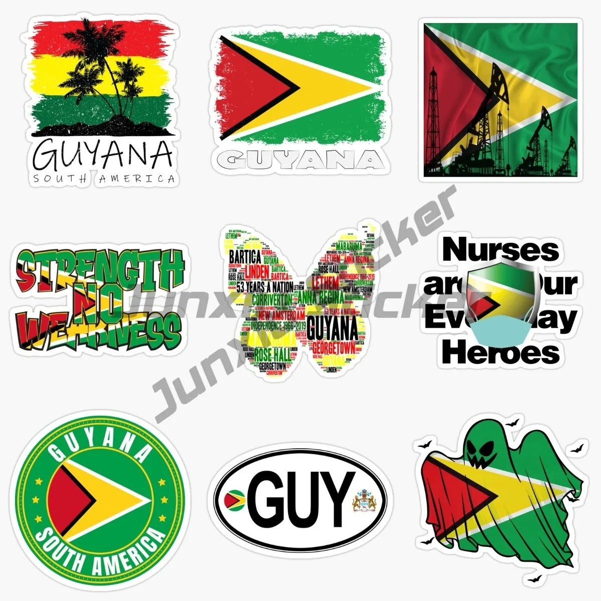 Guiana National Flag Map National Badge Flag Waterproof Car Sticker Guyanese Pride Sticker Creative Laptop Computer Decal