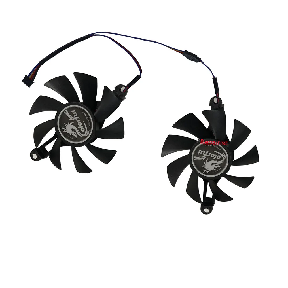 2Pcs/Set,Graphics Card Fan,75MM Diameter,8.8cm Mounting Holes Distance,For JXZ Jisoonzer rx 580 2048SP,For mingzhou rx580 2048sp