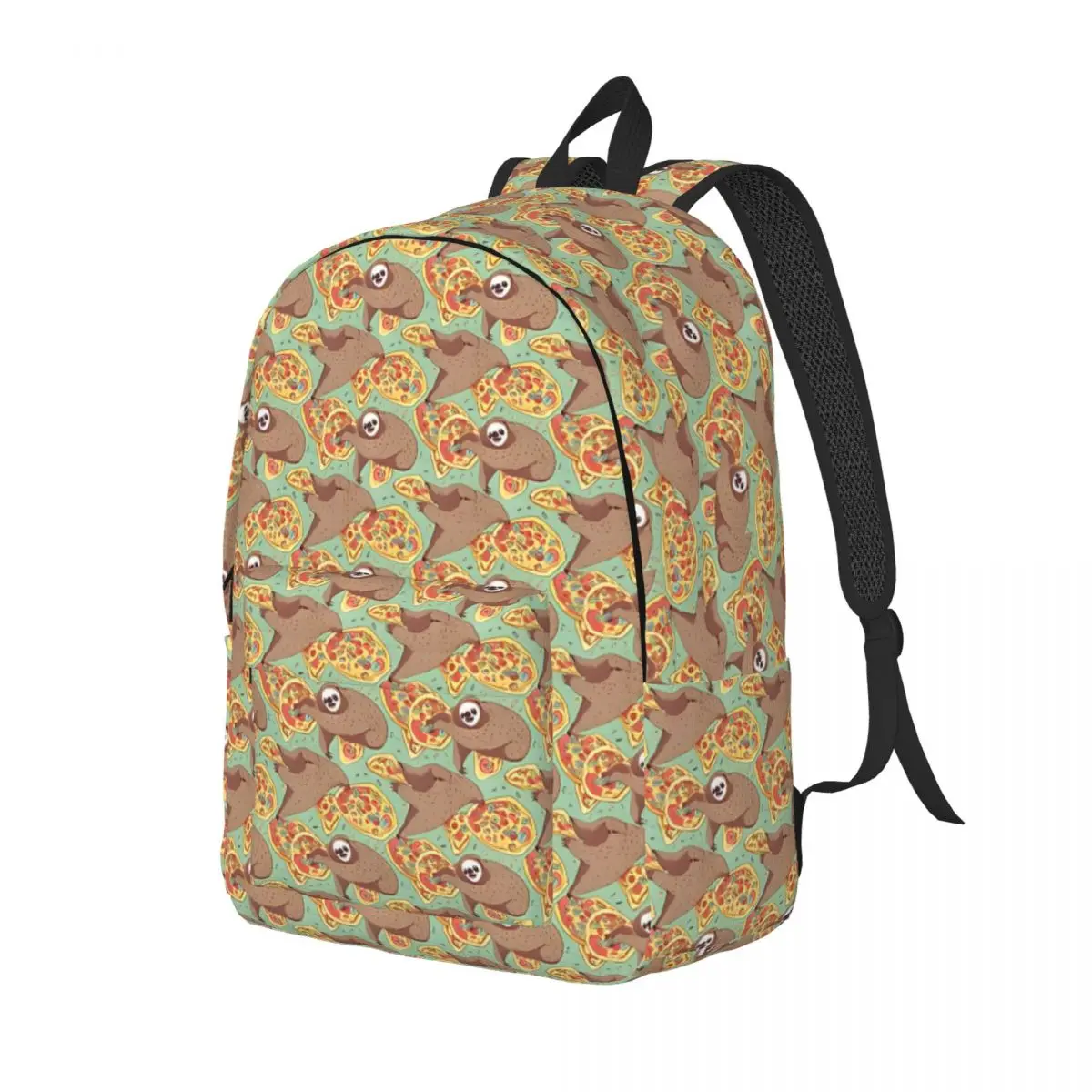 Handbag Cute Eating Pizza, Playful Animal Designs Multi Compartment Sloth Preschool Birthday Gift Light Knapsack Outdoor