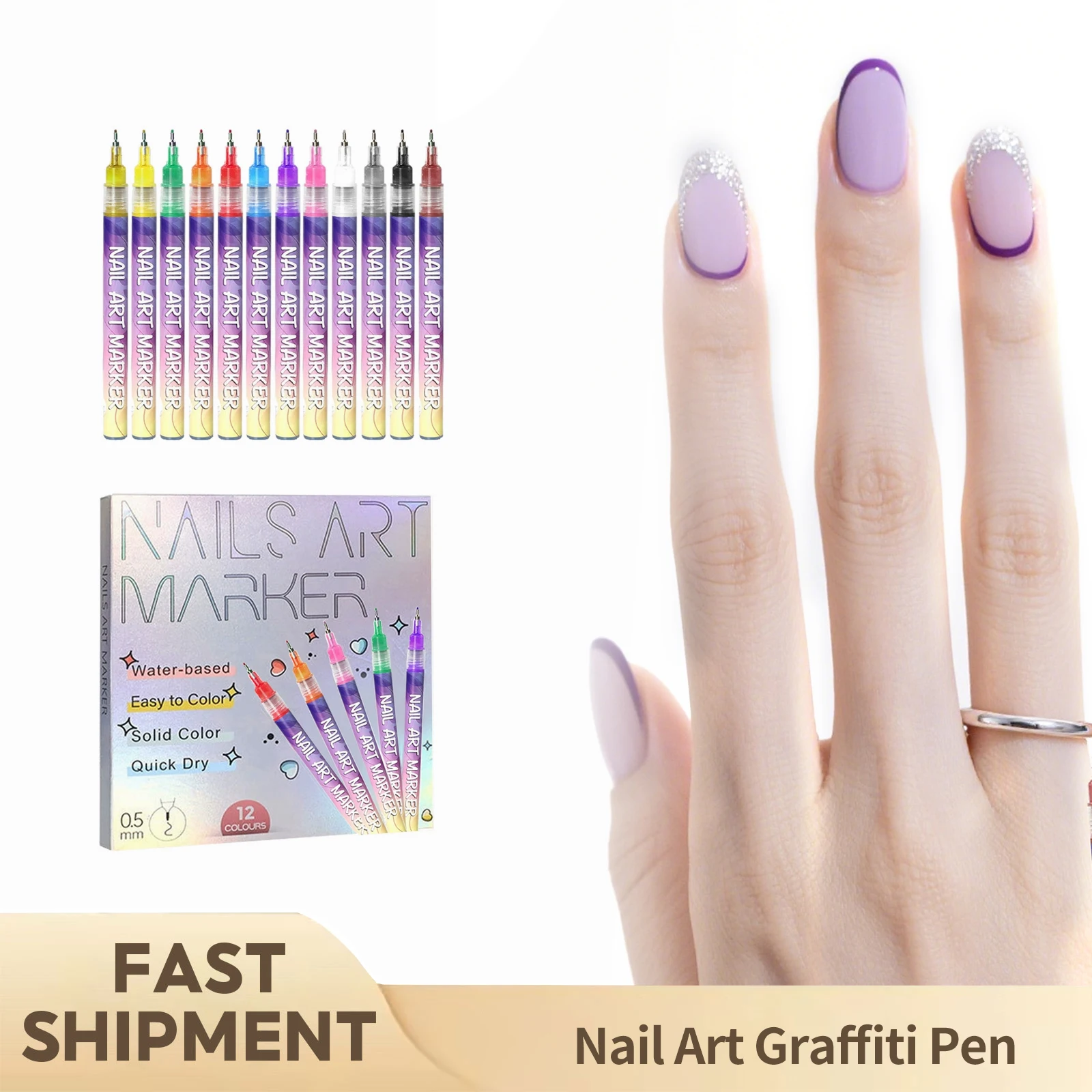 

12pcs Color Nail Art Graffiti Pen Colourful Waterproof Nail DIY Marker Abstract Lines Beauty Nail Tools Nail Art Drawing Pen