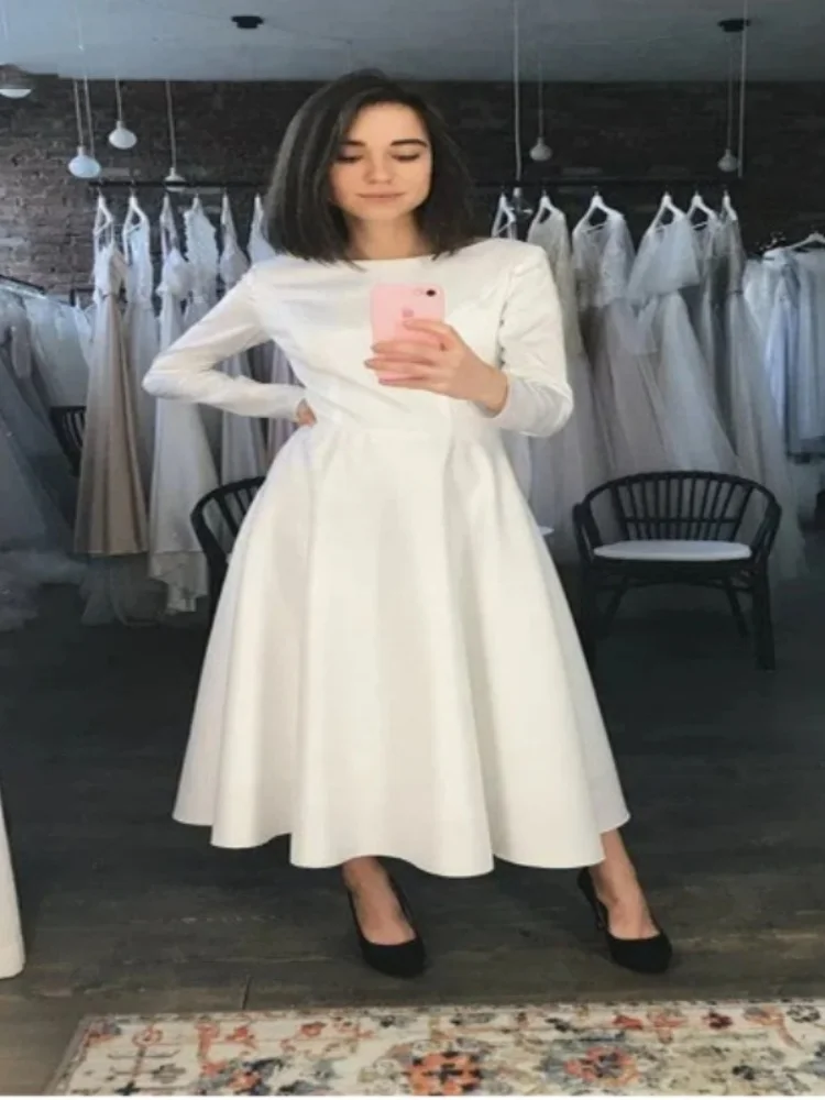 Robe trapèze à manches longues pour fête d'anniversaire, robe de soirée formelle élégante et minimaliste, robe classique pour patients de mariage, nouveau, 2024