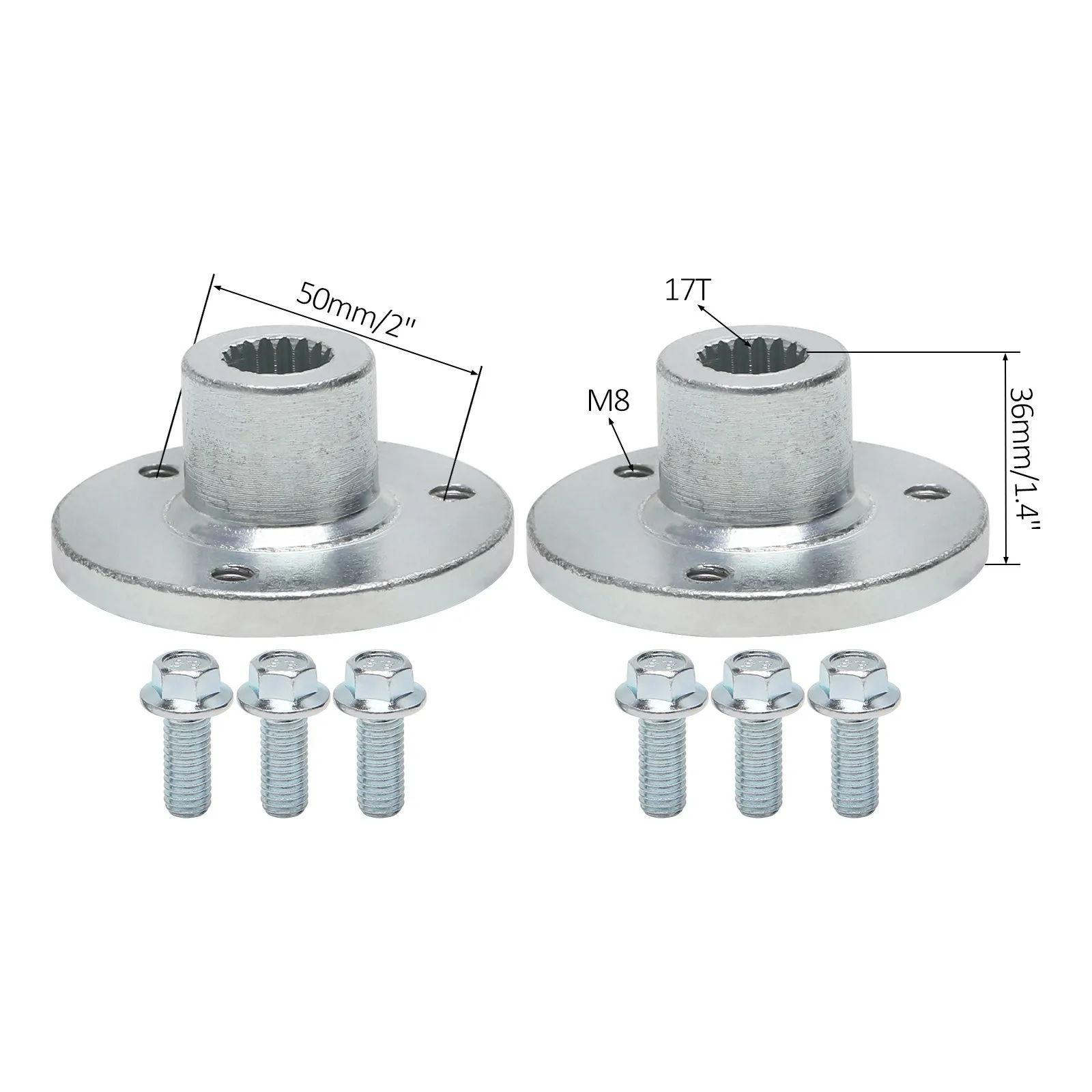 Pair 17T 3 Stud Rear Wheel Hub for 5'' Tire ATV Go Kart 4 Wheeler Trike Go Kart Cart