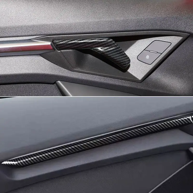 

Carbon Fiber Texture Car Interior Accessories Door Panel Door Handle Pull Cover Strip Trim For Audi A3 8Y 2021 2022 2023 2024