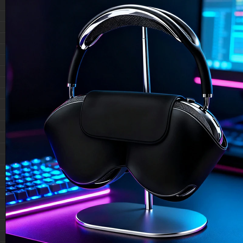 Metal Curved Headphones Stand for Airpods Max Aluminum Alloy Headset Holder Desktop Display Shelf with Anti-slip Base Space Savi - view 2
