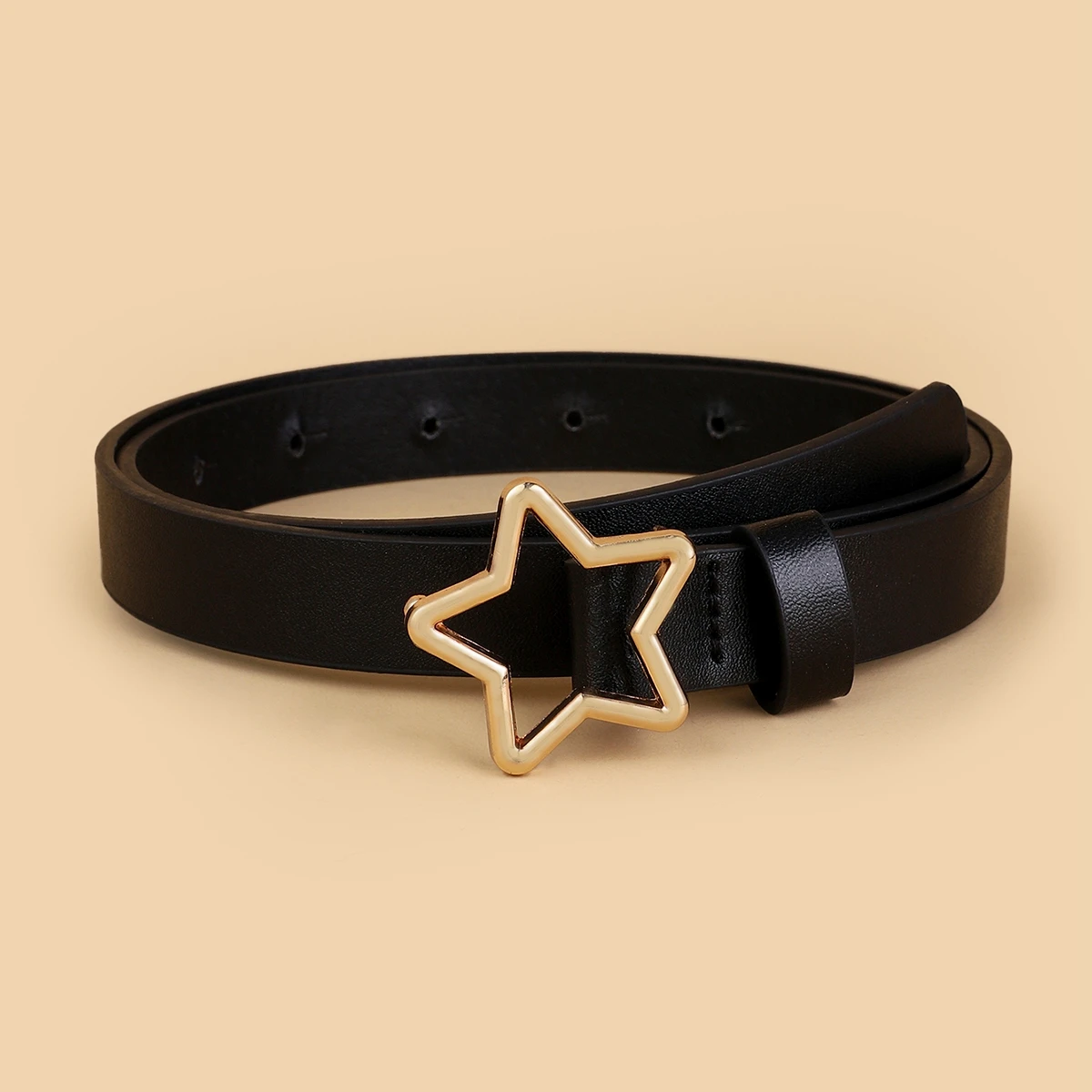 Designer New Fashion Y2K Belt Girl Metal Five-pointed Star Buckle Belt Pu Leather Thin Belt