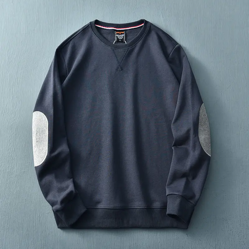 2026 Autumn New Basic Knitted Pullover Sweatshirts Men's Plus Size Soild Color High Quality Fashion Washed Casual Sportswear