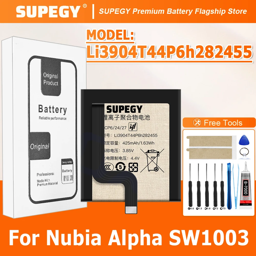 100% nueva batería Li3904T44P6h282455 para reloj inteligente Nubia Alpha SW1003 + herramientas gratuitas