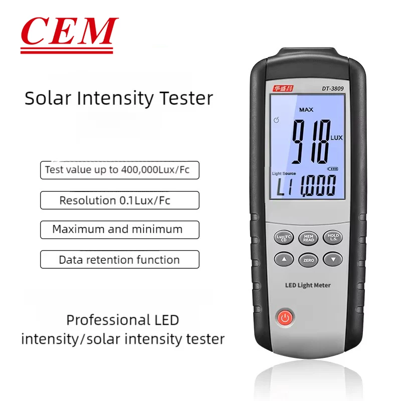 

Digital LED Light Meter 40-40000Lux/FC LED Light Intensity Meter Measures All Visible Light 1.5M Sensor Cable JIS/CNS Certified
