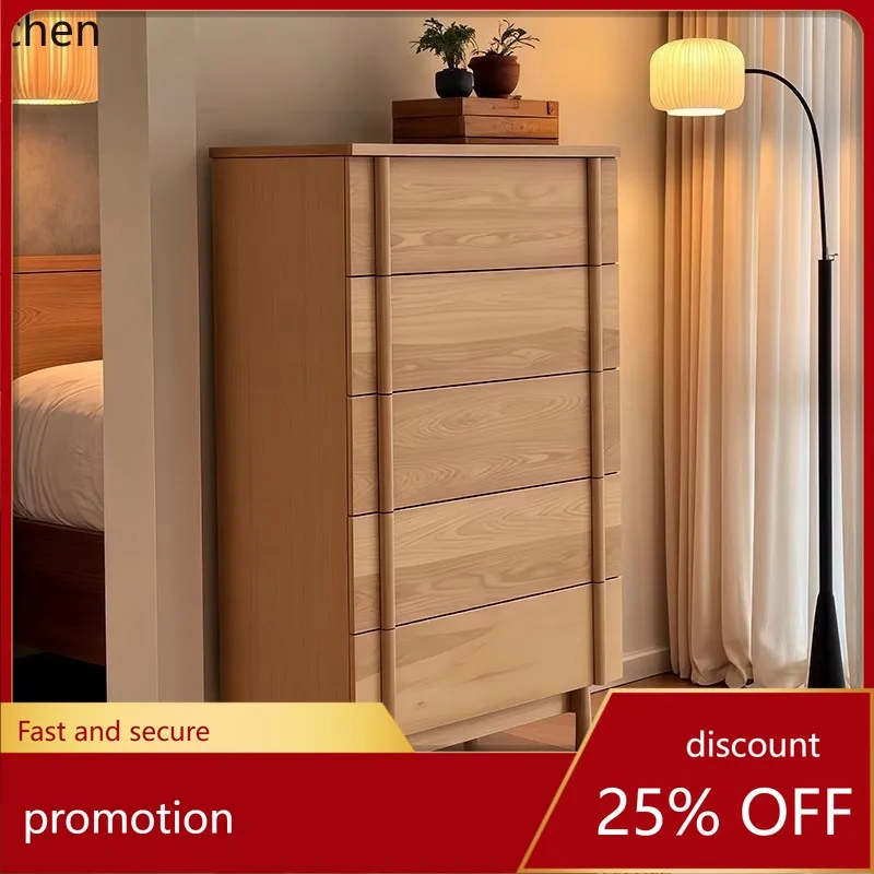 

ZML Solid Wood Living Room Storage Bedroom Home Bedside Storage Cabinet Five-Drawer Chest