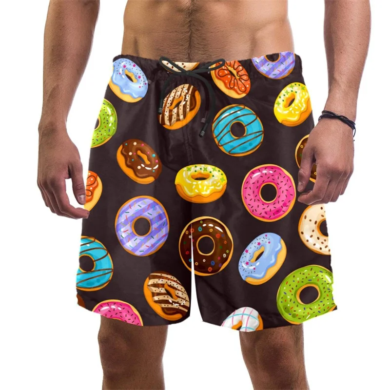 

Мужские пляжные шорты с 3D-принтом в виде пончиков и капкейков, быстросохнущие, для бега, серфинга и плавания, коллекция 2026