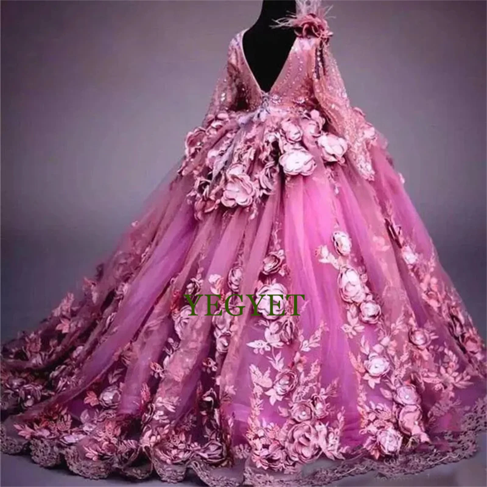 

Cute Applique Lace with Ruffles Tulle Detachable Ball Gown Flower Girl Dresses For Wedding Toddler First Communion Kids Birthday