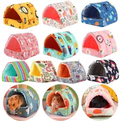 Cute Cartoon Mini Cage para Pet, Cama de dormir, Soft Mat, Casa, Coelho, Esquilo, Cobaia, Ninho, Animal pequeno, Ratos, Rato, Hamster, Inverno, Casa