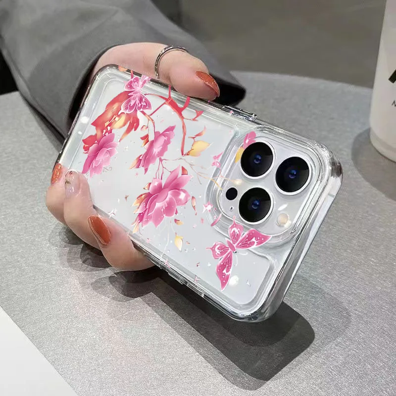 Roze en Paars Lotus Patroon Clear Telefoon Case Voor Xiaomi Redmi Note 14 Pro Plus 13 12S 12 11 10 14C 13C 12C Zachte Siliconen Cover