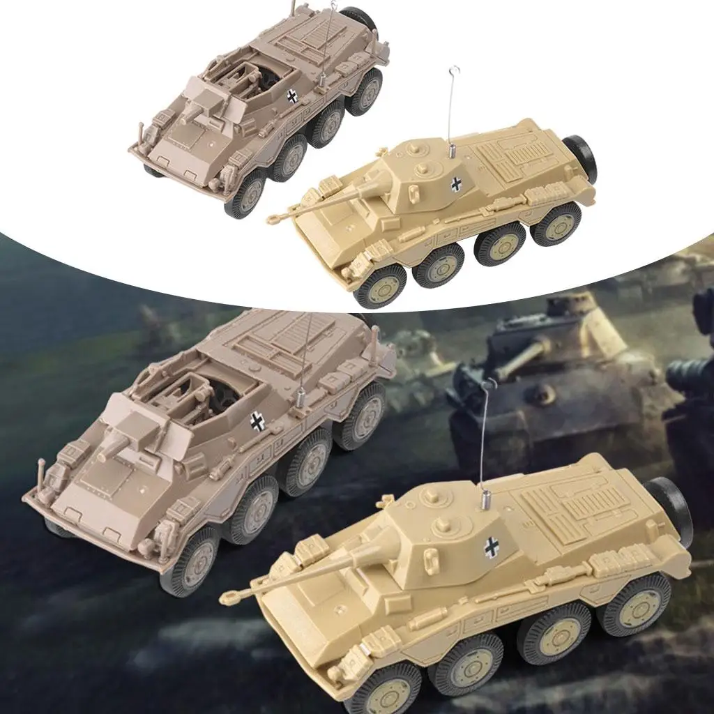 2 PCS 4D Model Kits Simulation 1/72 Armoured Vehicle Tank Play Set Keepsake