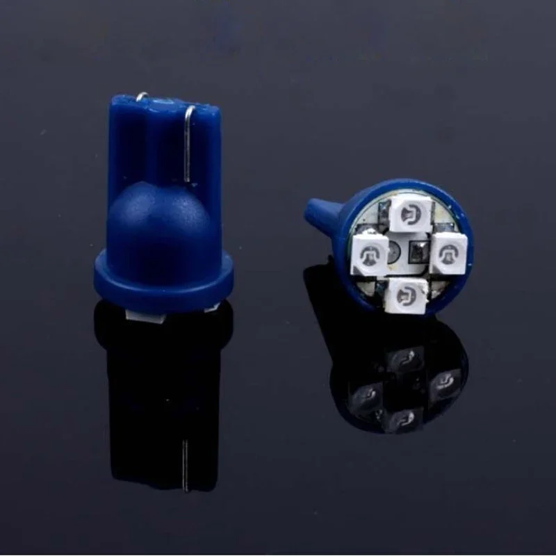 10Pcs/Set Car Light T10 4SMD 1210 LED Wedge Dashboard Gauge Cluster Light Bulb Blue LED Light Car Reading Light image 4