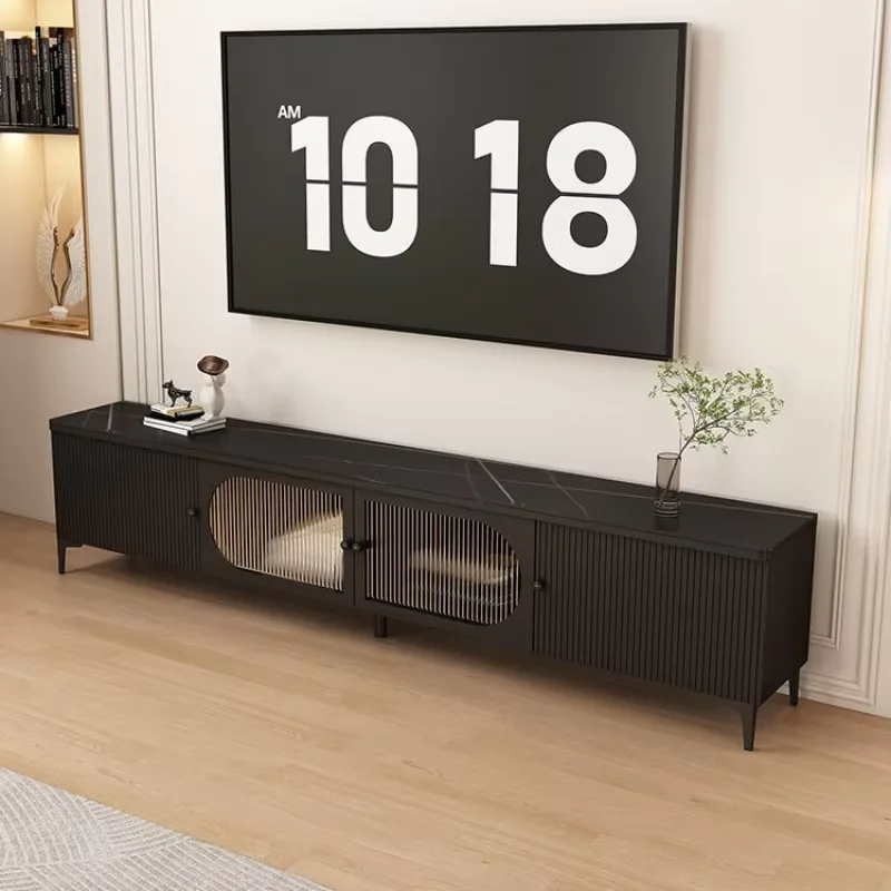 European Glass Tv Cabinet Black Door Ornament Display Modern Tv Cabinet Apartments Luxury Storage Fernsehr Schrank Furniture