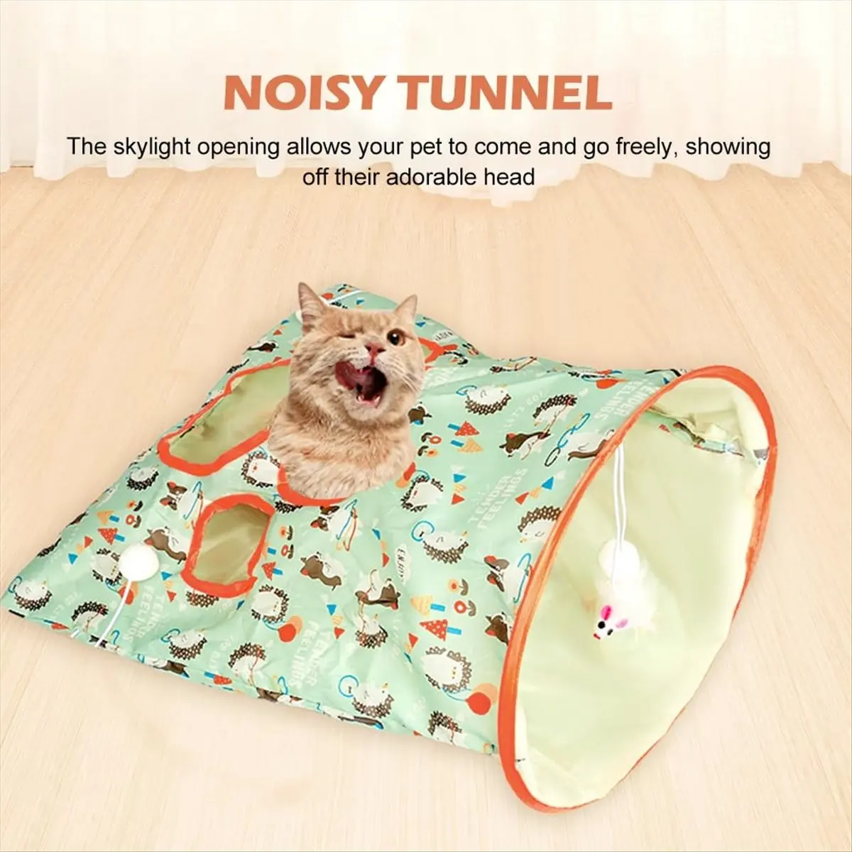 Cat Tunnel Bag for Indoor Cats, Crinkle Bag Toy Cat & Hamsters Play Tunnel Toy, Pet Foldable Tunnel Crinkle Sack Bag