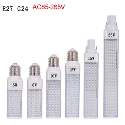 E27 G24 LED Corn Bulb LED Horizontal Plug Lamp  AC85-265v 12W 15W 20W 25W E27 G24 Plug in Tube 3000K Natural White 4000K 6000K