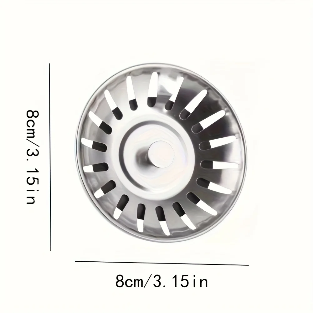 قطعتان، سدادة فلتر حوض المطبخ عالية الجودة من الفولاذ المقاوم للصدأ، مضادة للانسداد ومضادة للحطام مع مكشطة، تصريف فعال #4
