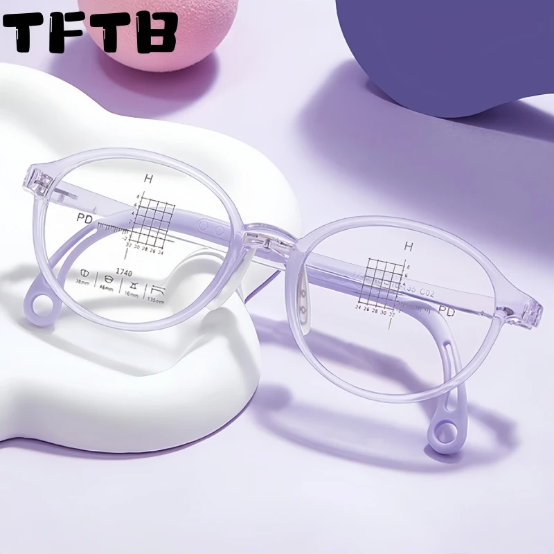 

TFTB Retro Round Children's Anti Slip Flexible TR90 Comfortable Eyeglass Frame Ultra Light Boys and Girls Optical Glasses 1740