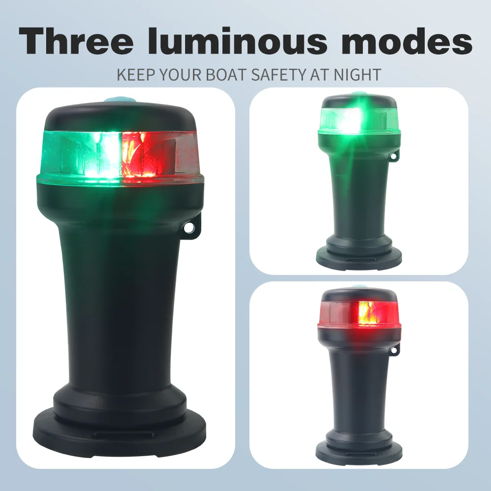 Boat Kayak Portable Navigation Light W/Magnet Base All Round White/Red Green Multi-Light Color Adaptors Light  AA Batteries