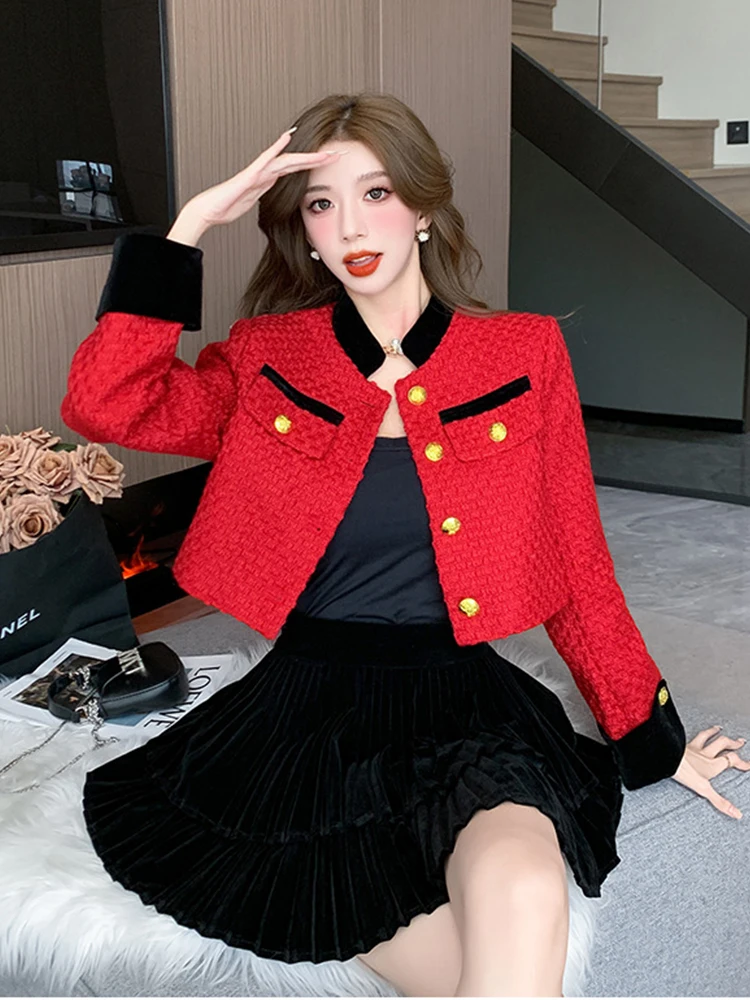 Fashion Autumn Winter 2 Piece Outfit Elegant Pretty Women\'s Ladies Mujer Coat Jacket Tops Outwear And Strap Mini Dress Short Set