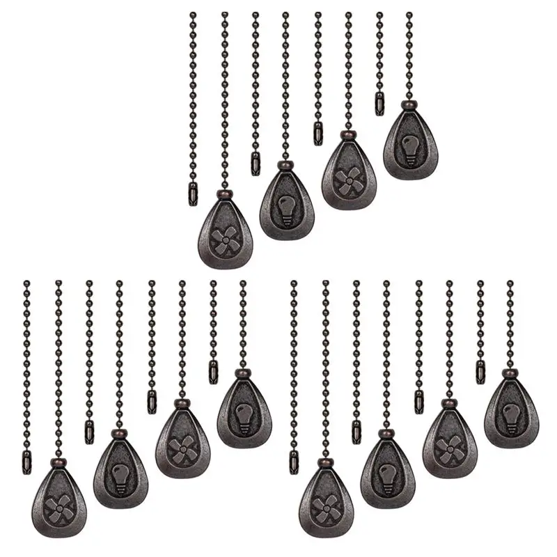 

VEHO-Ceiling Fan Pull Chains,12Pcs Bronze Extension Fan, Lamp Pull Chain Decorative Extender Ornament Fan Chain Connector