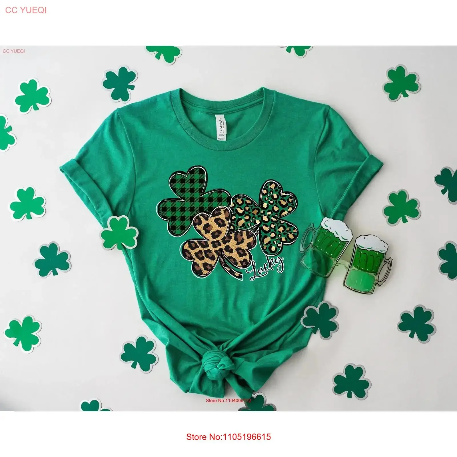 Leopard Shamrock T Shirt St Patricks Day Lucky vintage Washed Breathable Versatile Soft graphic designer clothes Casual Unisex