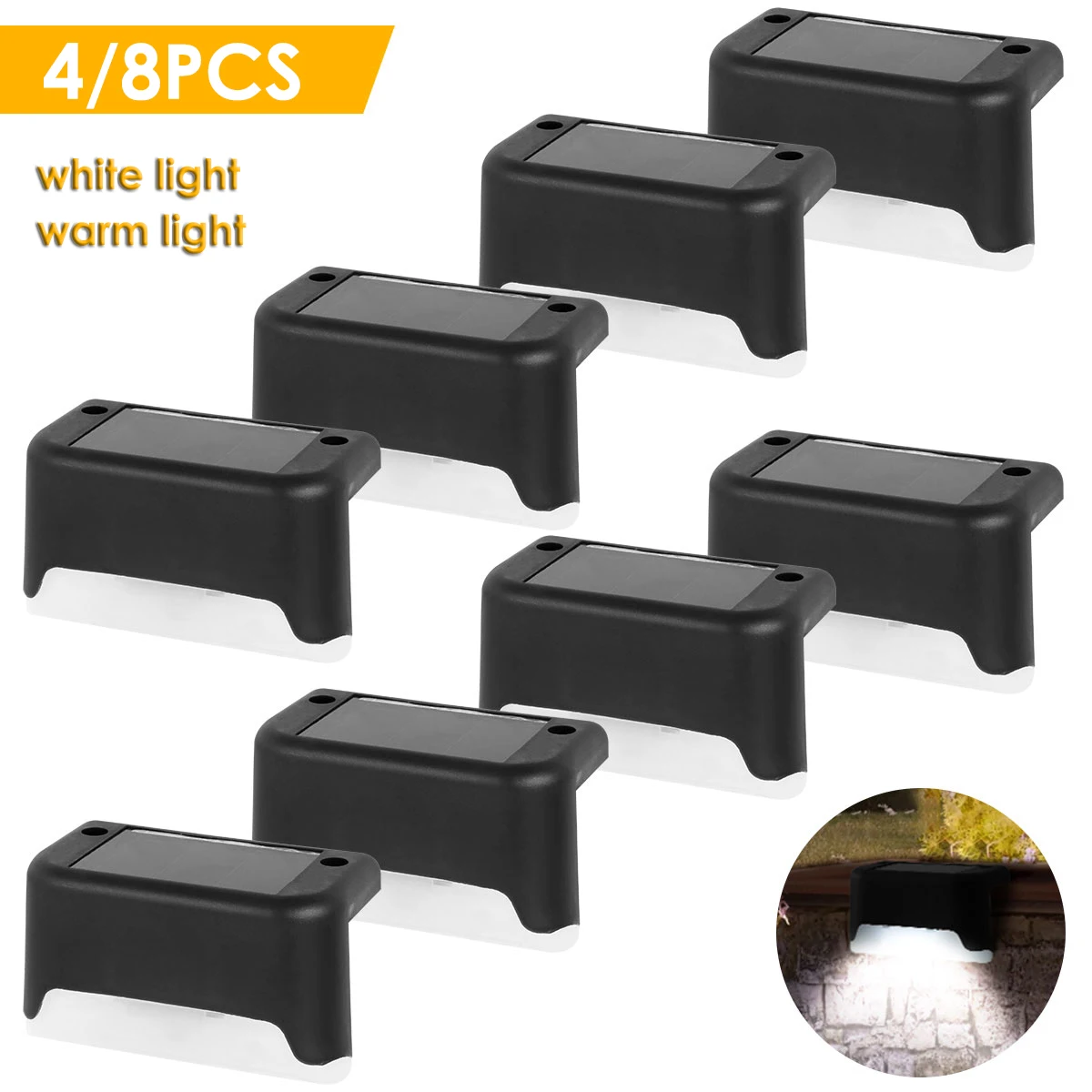 5LED Super Bright Step Light Solar LED Lights Outdoor Garden Decor Fence Lights IP65 Waterproof Stair Light For Garden Sunlight