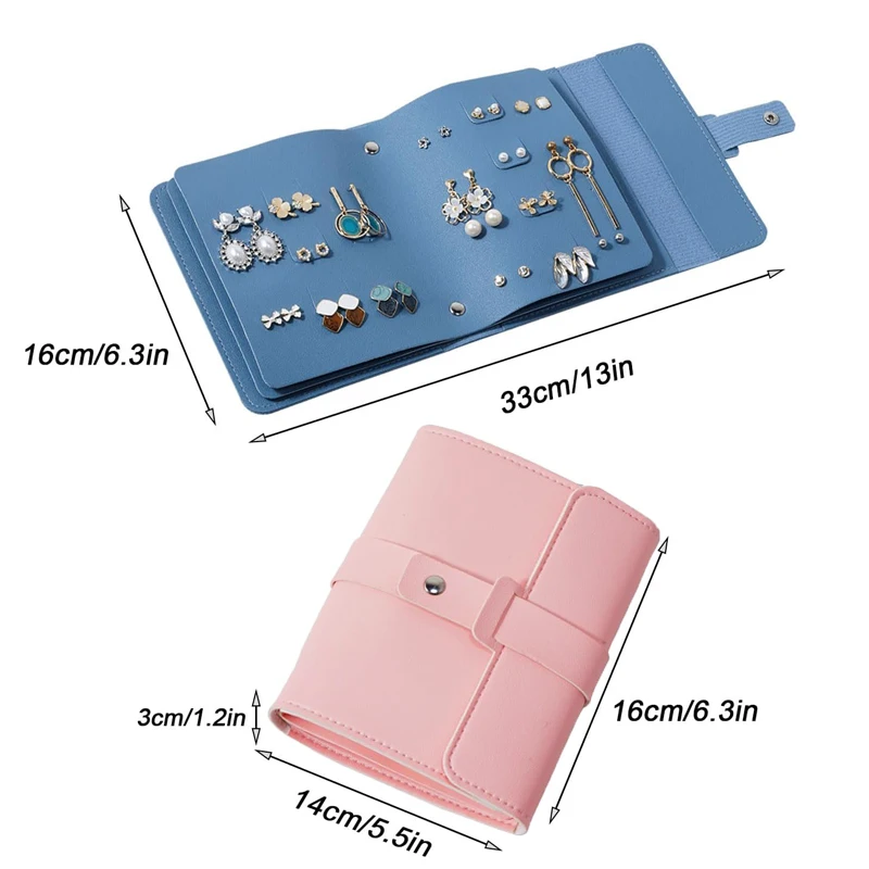 

Органайзер-держатель для сережек, портативный органайзер для сережек-гвоздиков из искусственной кожи со складным дизайном книги, компактное хранение ювелирных изделий для путешествий