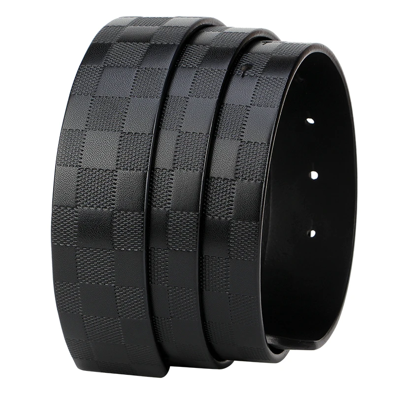 3.8cm Width Male Without Buckle Belts for Men Smooth buckle Hole Strap Cowskin Genuine Leather Strap Male No Buckle Belt for Men