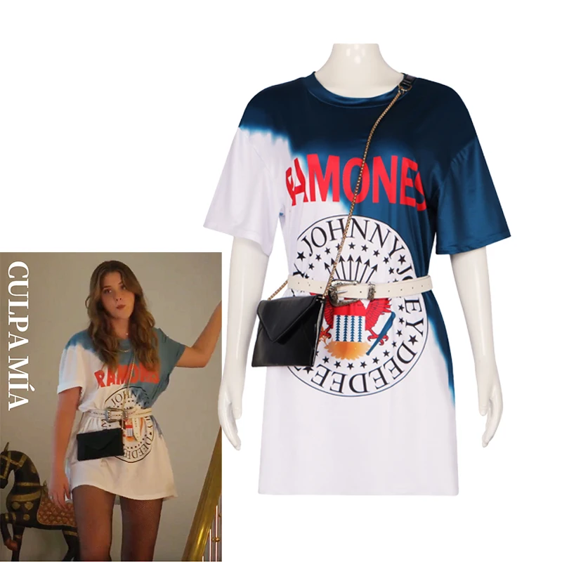 

2023 Movie My Fault Noah Cosplay Costume Culpa Mia Noah Dress Short Sleeve Bag Belt Set Halloween Carnival Party For Women