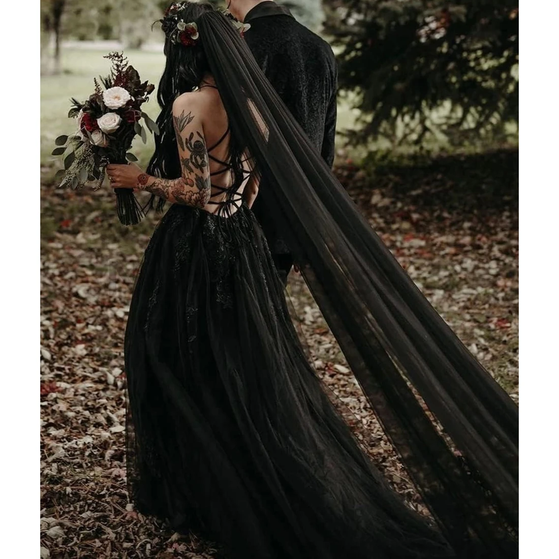 Vestidos de fiesta de encaje elegantes, tirantes finos largos, sin espalda, línea A, vestidos de noche con hendidura personalizados