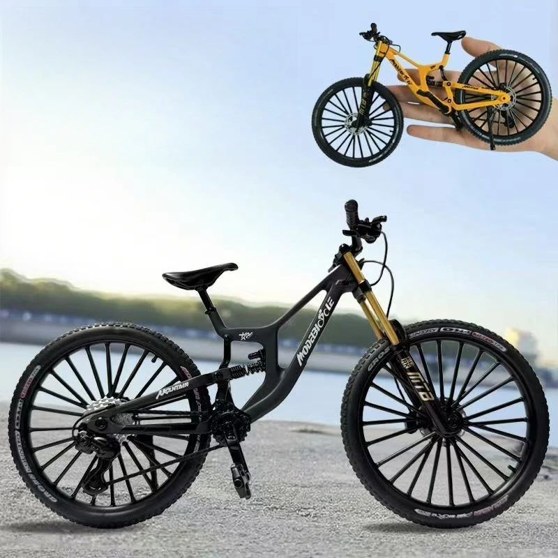Upgrade Double Shock Absorption Downhill Mountain Bike, Simulated Alloy Model, Soft Tail Toy Metal Racing Mini Car Ornament