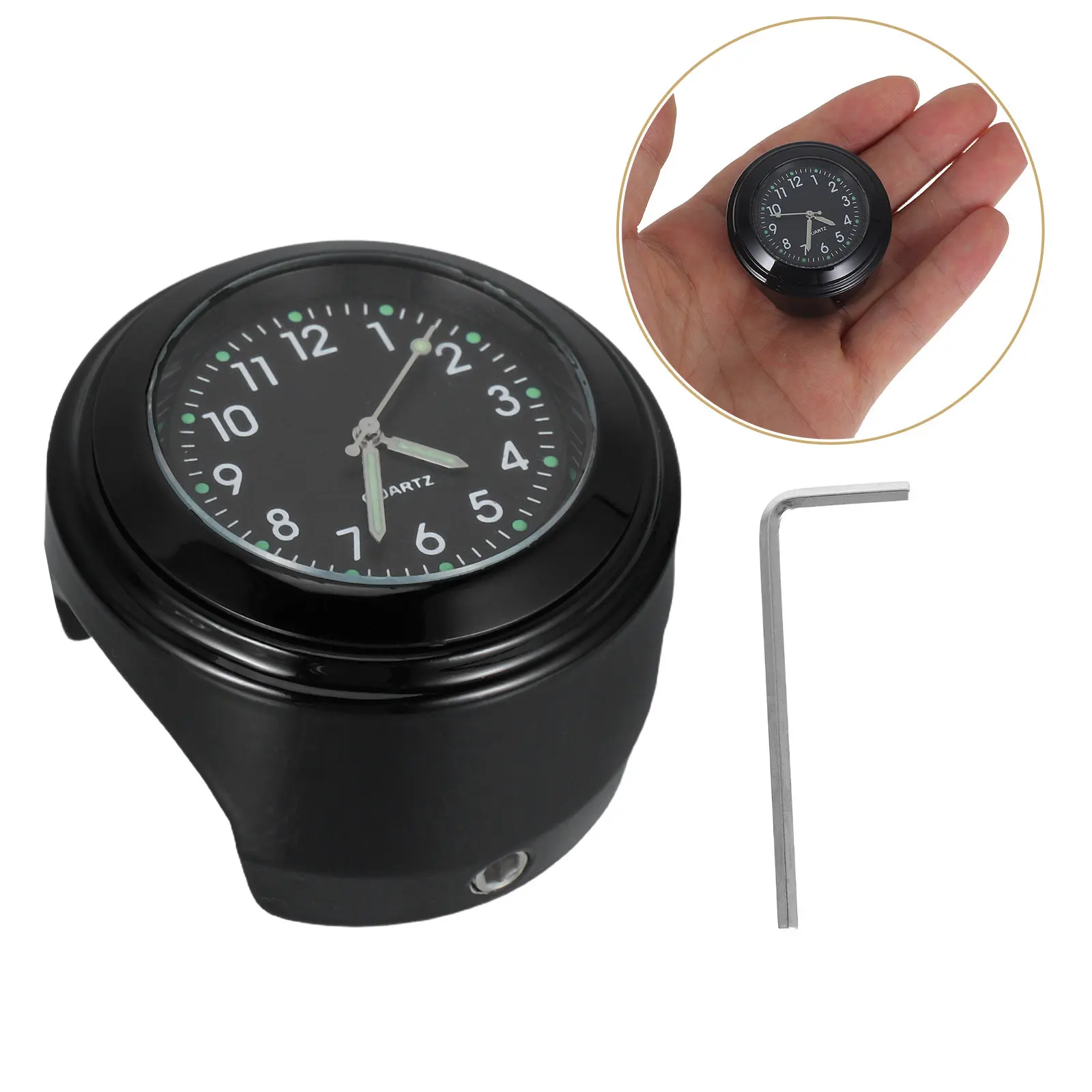 1Set Motorcycle Handlebar Clock Thermometer Sleek Aluminum Quartz Movement Easy Install for Riding Monitoring Time Temperature