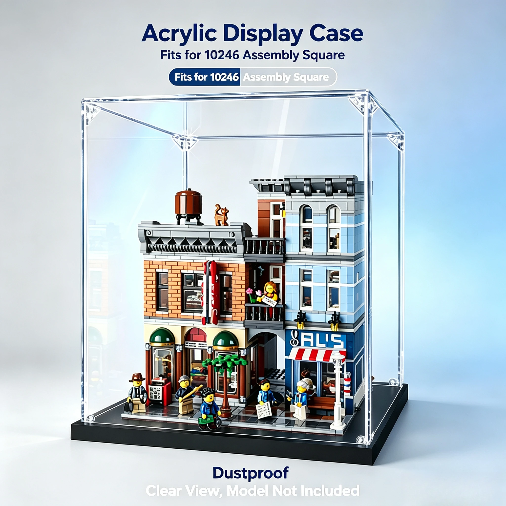 Acrylic Display Case For Lego 10246 Detective's Office, Clear Dustproof Showcase Cover for Street View Building Block Model